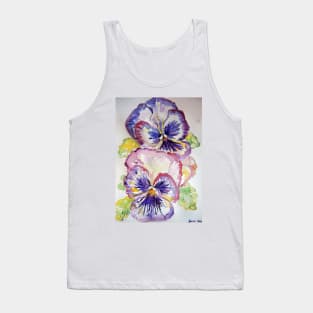 Pansy Watercolor Painting Flower purple Tank Top